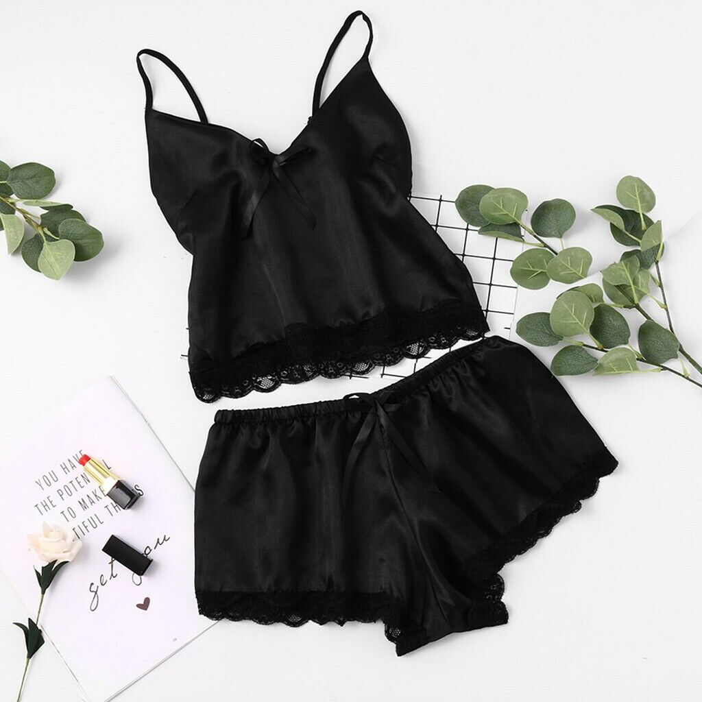 Women’s Plus Size Silk Cami Top and Shorts Set
