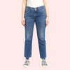 Women&#39;s 90s Blue Denim Straight Leg Jeans