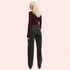 Women&#39;s Loose Straight Jeans in Smokey Black Denim