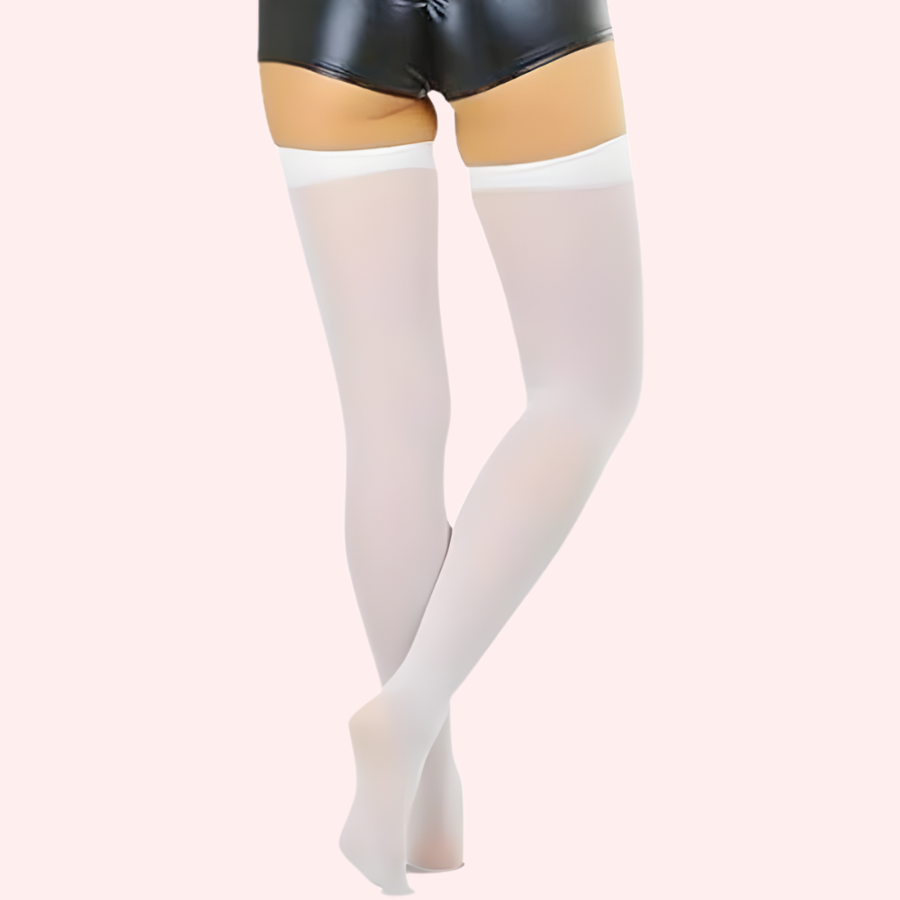 Classic Opaque Thigh-High Stockings Pack of 2 – Black & White Stay-Up Hosiery