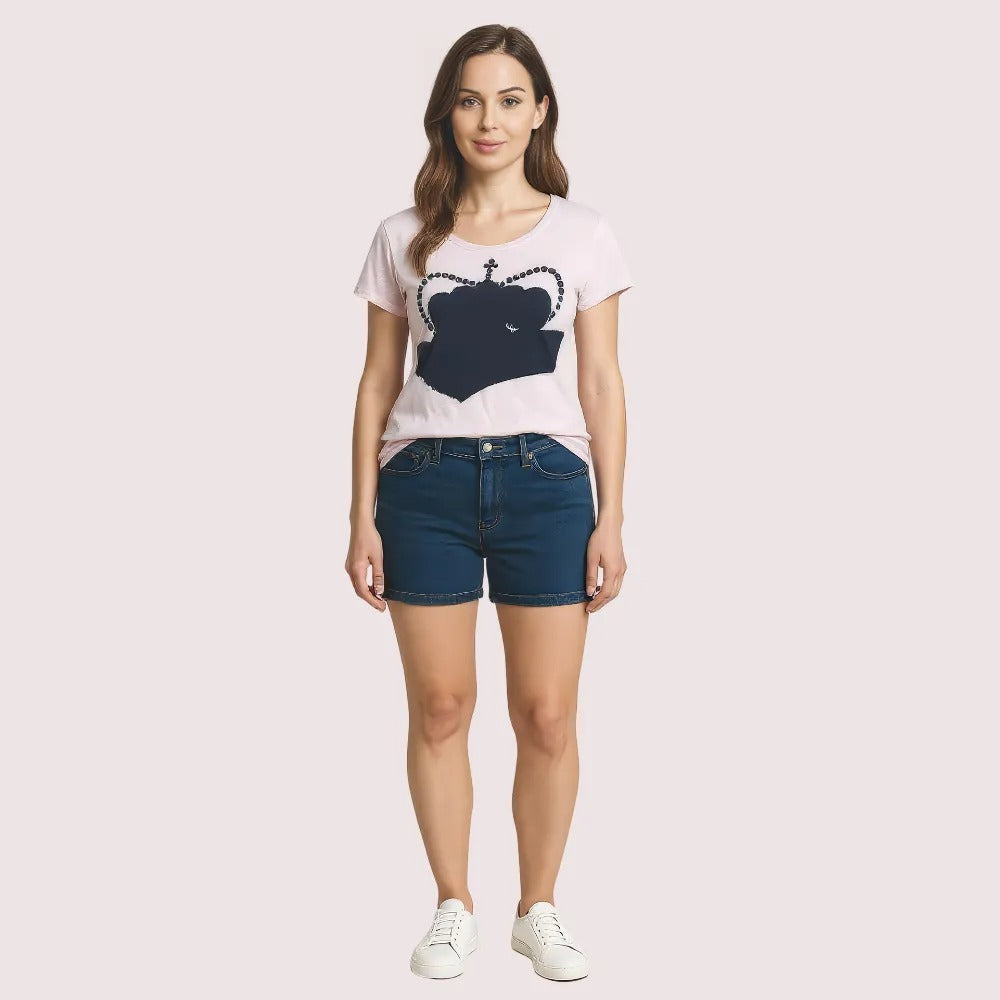 Pink Crown Graphic Casual Tee